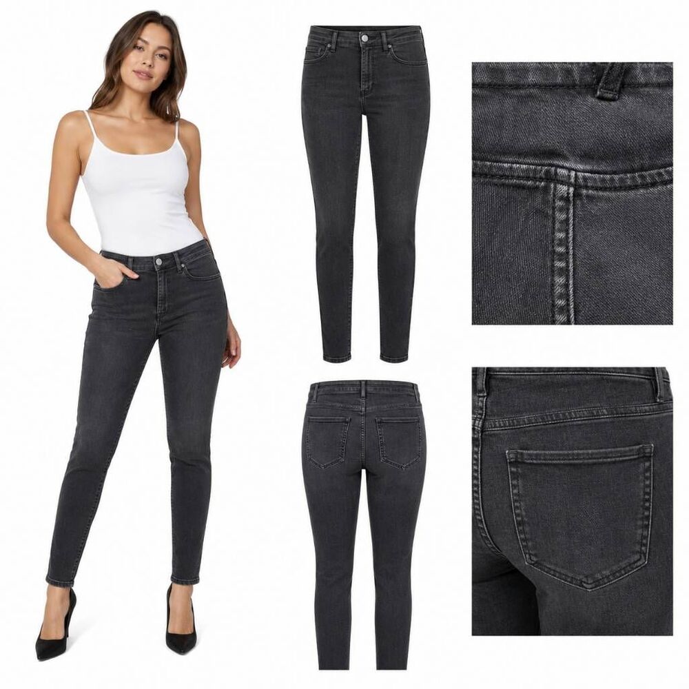 LOFT Womens Curvy Skinny Jeans 27 4 Black